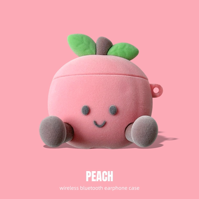 适用苹果airpods华为freebuds7i保护套6i 5i桃子freeclip2植绒se2三代freebudspro3耳机壳4e四代pro2五代se3