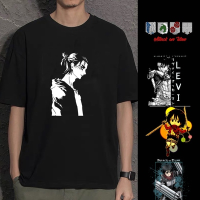 跨境AttackOnTitan进击的巨人T恤衣服周边二次元艾伦兵长自由之翼