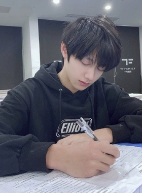 黑色TF家族朱志鑫同款宽松潮牌男女连帽卫衣学生秋冬款加绒外套