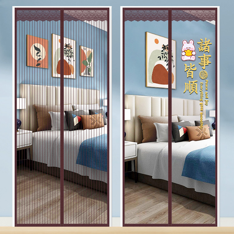 夏季防蚊门帘磁性魔术贴纱帘纱门纱窗家用免打孔自吸磁铁蚊帐自粘_虎窝淘