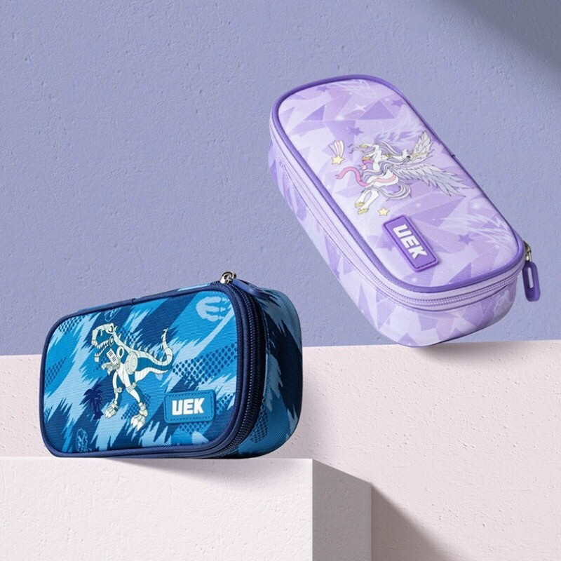 uek笔袋小学生男孩女童轻便大容量英伦风耐脏收纳学习用品文具袋