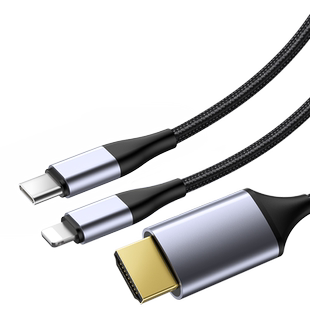 typec转hdmi同屏线转换连接线lighting转HDMI投屏线高清数据适用ipad苹果华为手机电脑apple电视显示器投影仪