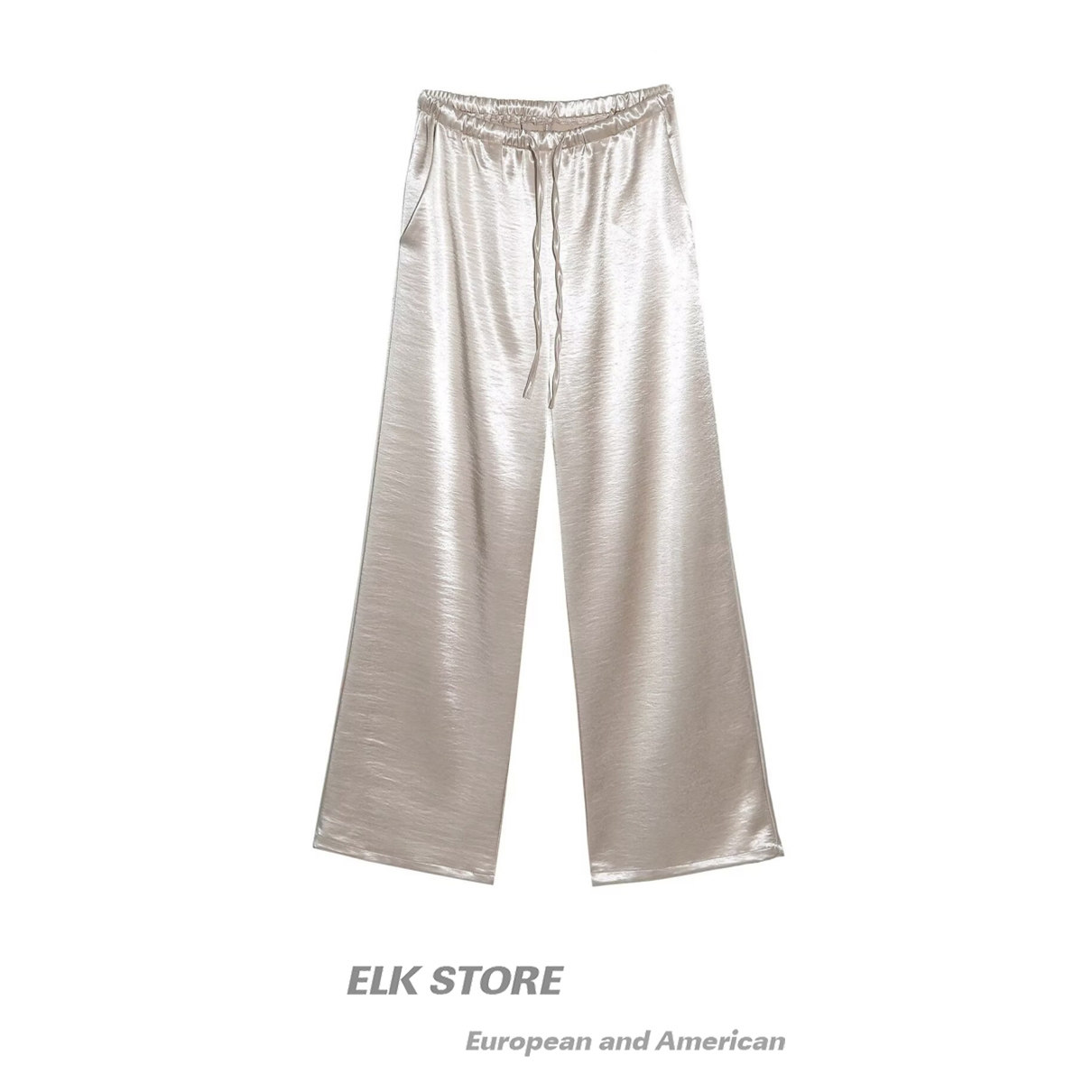 夏季新款垂坠缎面休闲裤宽松直筒轻薄空气裤高腰显瘦阔腿遛弯裤子,女装/女士精品,休闲裤,淘宝优惠券,粉丝福利购,淘宝优惠卷