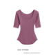 韩系天菜紫色大u领五分袖 显瘦上衣 纯色修身 t恤女夏季 绝美性感薄款