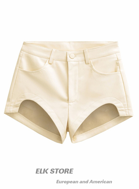 辣妹气质黑色高腰修身皮短裤休闲裤女秋冬修身加厚丰胯显瘦包臀裤