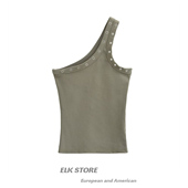 涩谷辣妹潮流小众修身 吊带女夏季 显瘦别致露锁骨性感单肩背心上衣