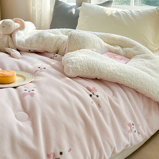 三层加厚冬季毛毯牛奶绒羊羔绒盖毯铺床珊瑚绒毯子冬天宿舍小被子