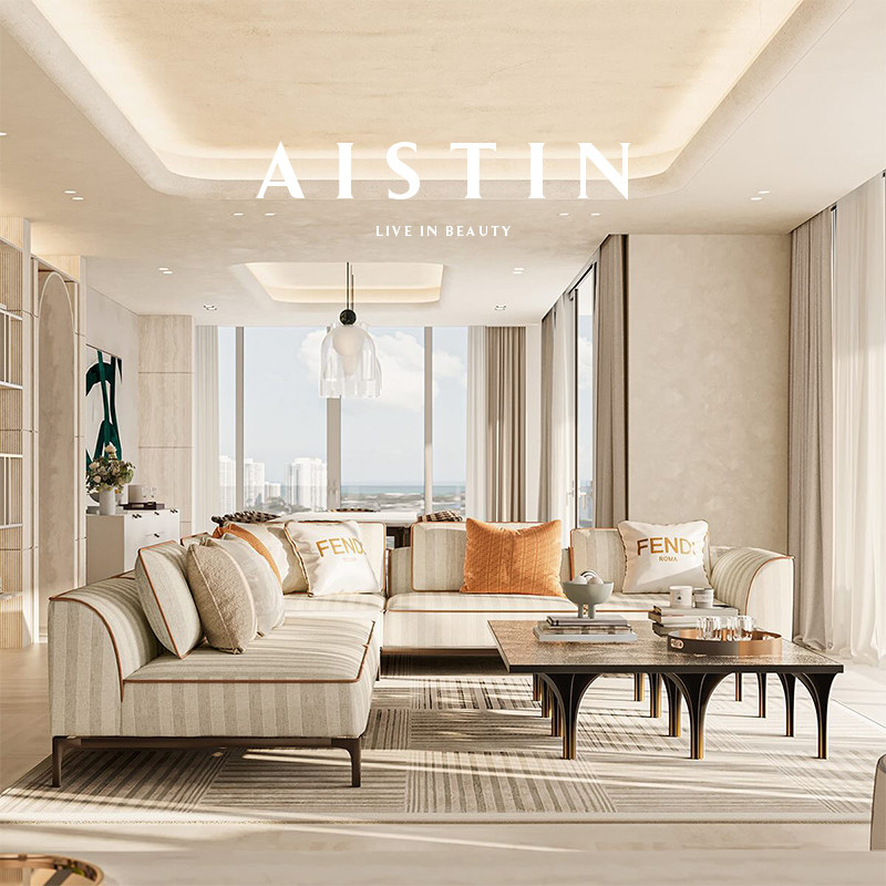 AISTIN高定意式极简真皮布艺沙发