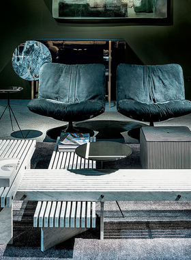 Aistin高定/Baxter/意大利大理石艺术黑白色茶几组合