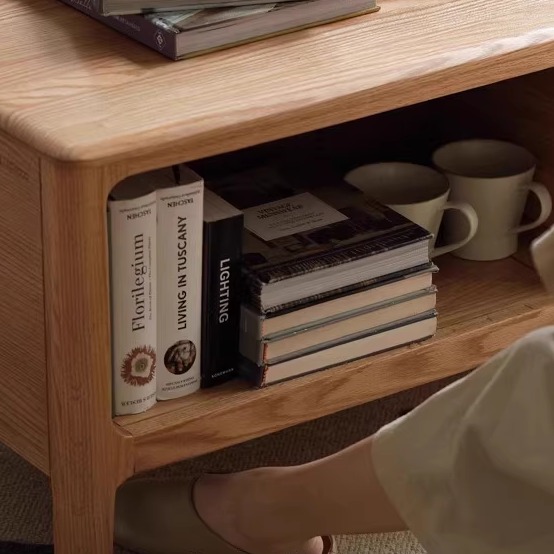 新款实木茶几小户型客厅岩板茶台橡木现代简约原木茶桌椅子