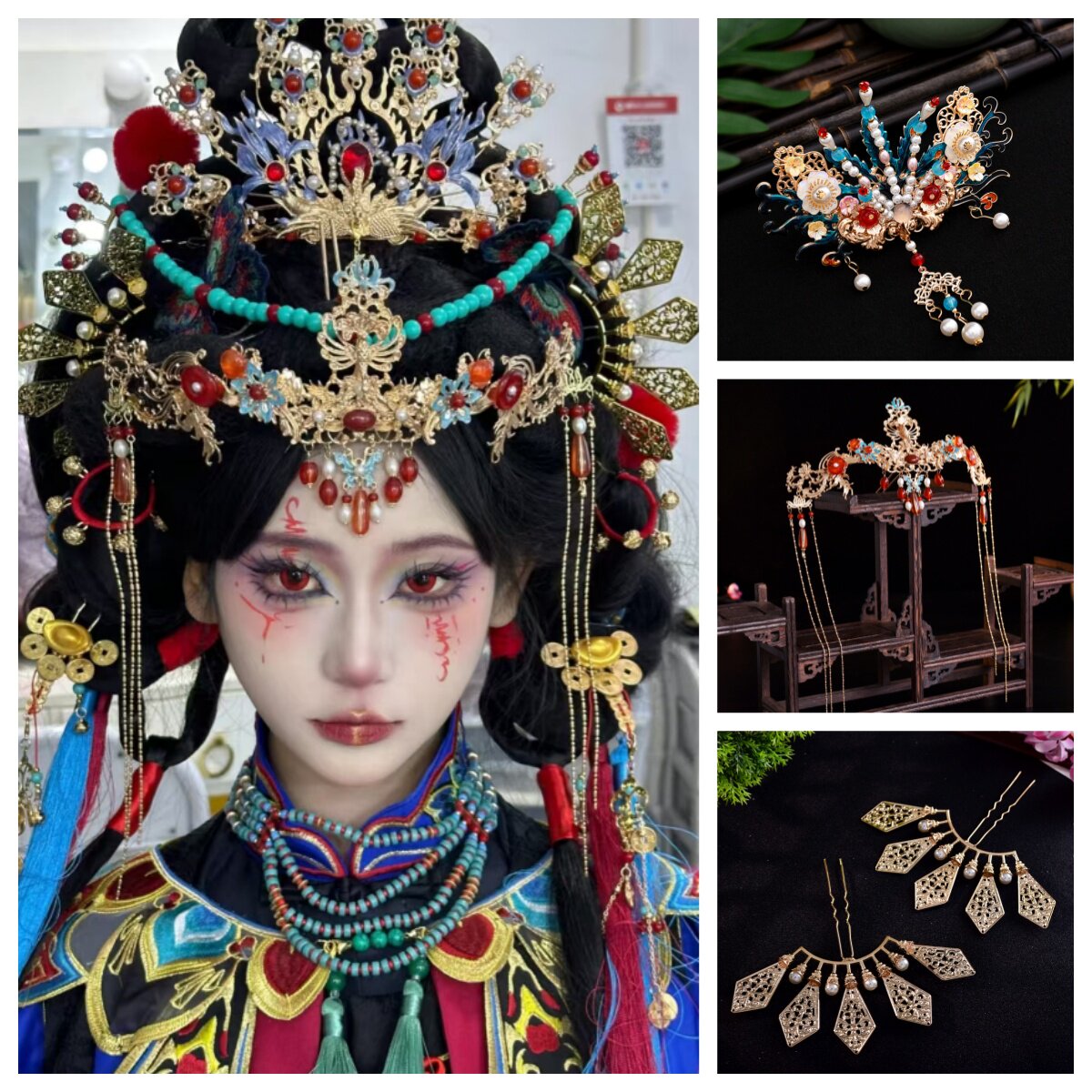 一饰新娘大祭司中国风古风凤冠头饰传统汉服发冠流苏珠饰复古发饰