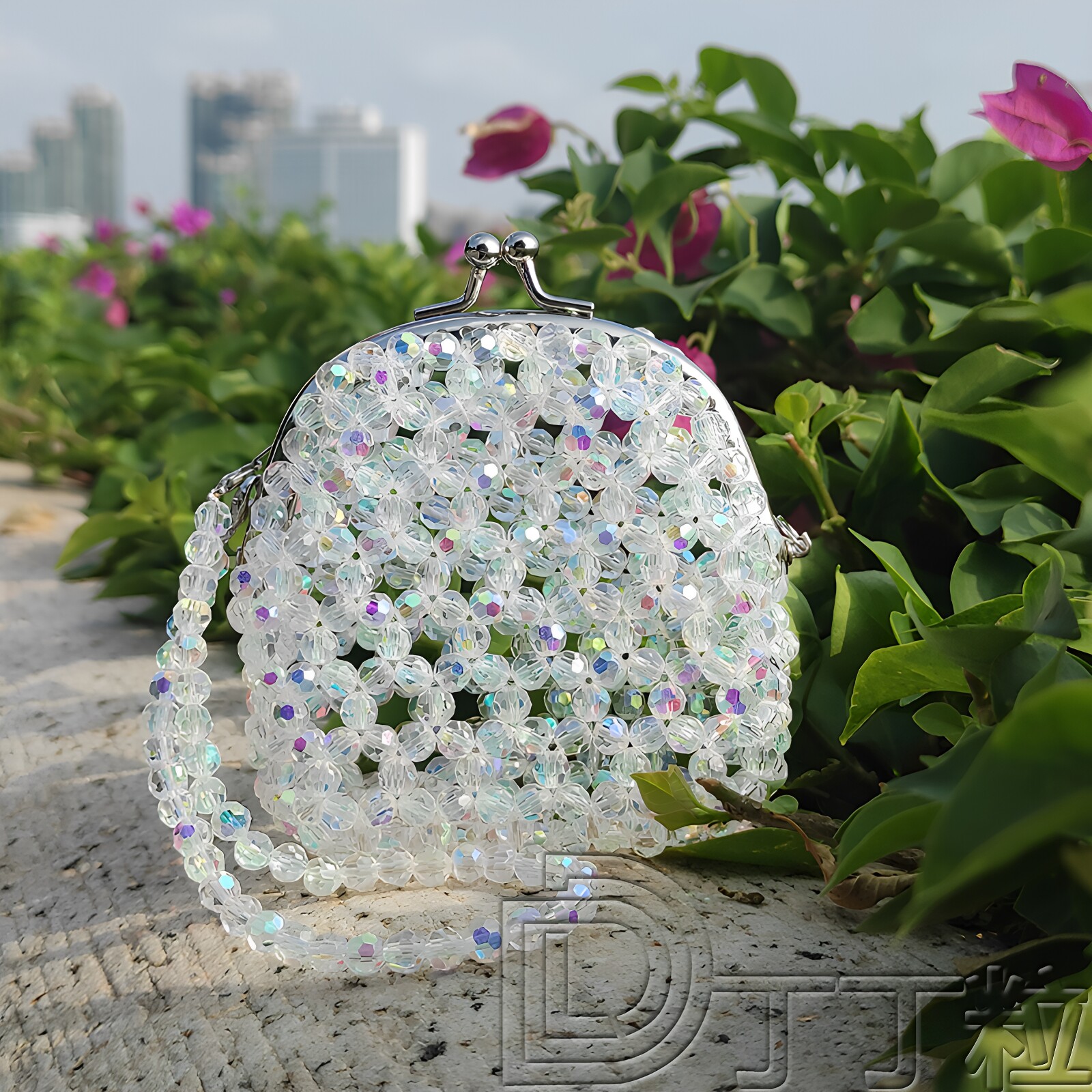 手工串珠水晶碎花迷你零钱包