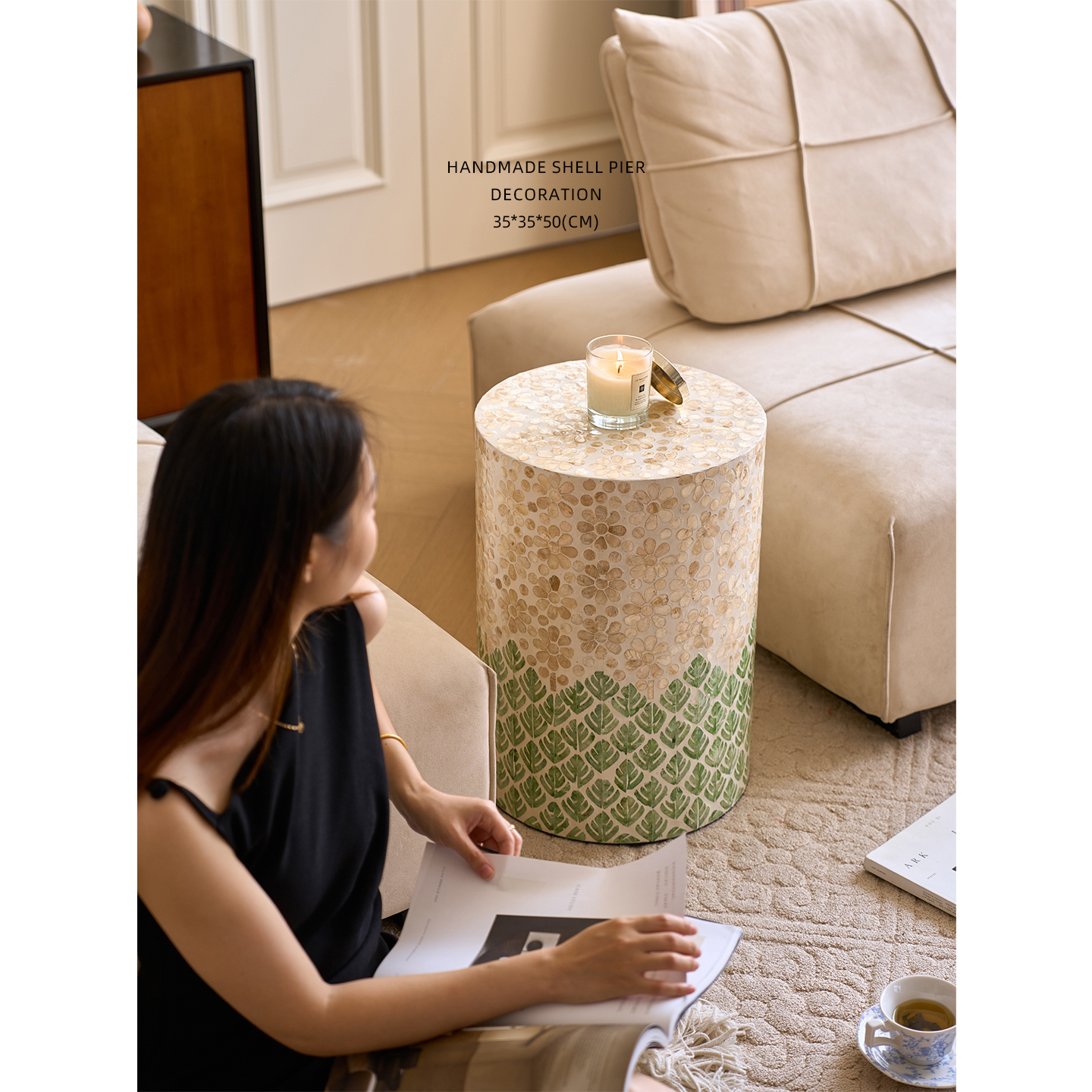 迷屿高级艺术客厅贝壳边几角几设计师款沙发茶几轻奢创意小咖啡桌