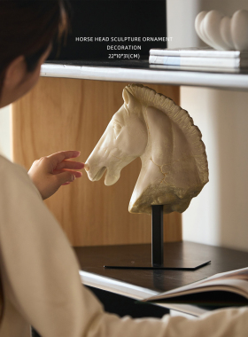 迷屿 中古复古雕塑玄关仿真大理石雕塑马摆件玄关边柜酒柜装饰品