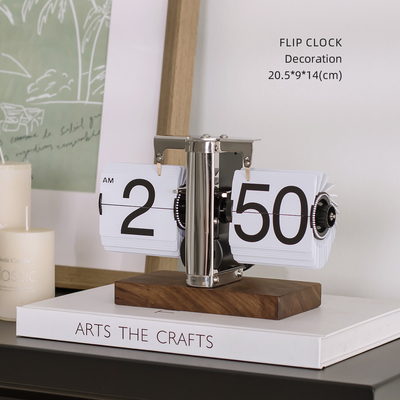 MIYU自动翻页时钟桌面摆件复古机械表摆台式数字钟表创意客厅装饰