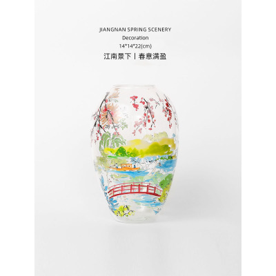 迷屿新中式家居客厅“江南之春”店主私藏花瓶威尼斯藏品琉璃摆件
