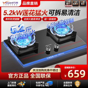 万和C3L90燃气灶台嵌两用灶具液化天然气家用防烫双火蓝莲花5.2KW