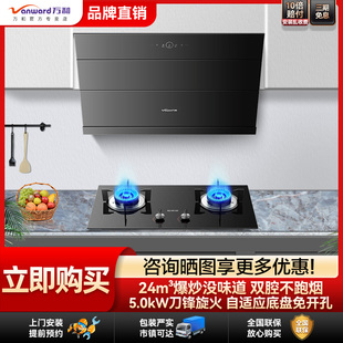 万和侧吸抽油烟机燃气灶两三件套厨房灶具套装 738pro 组合烟灶套装