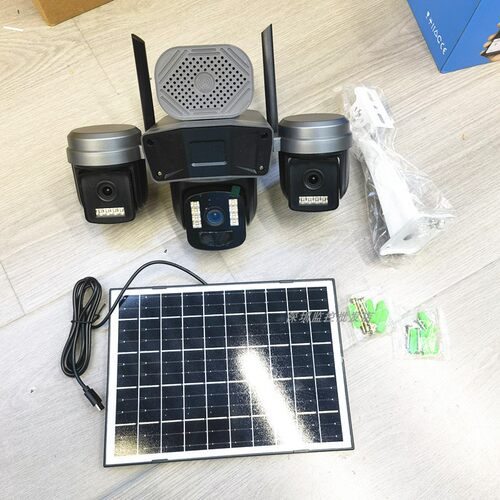 new跨境 三镜头小鹰看看okam太阳能球机4G网络摄像头wifi camera
