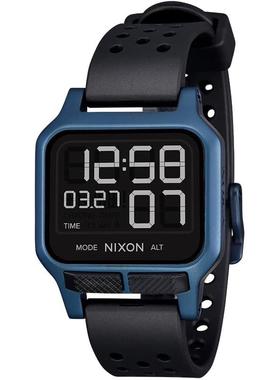 代购Nixon男士腕表计时夜光多时区测速防水轻薄橡胶带方形表盘
