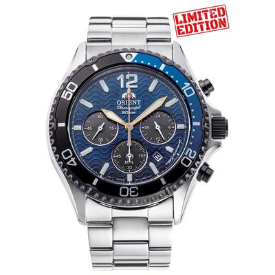 Orient/东方男士太阳能计时腕表蓝盘银表带机械表