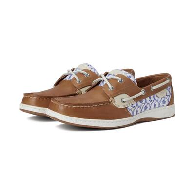 代购SPERRY女士船鞋透气吸汗软底防滑圆头系带皮革鞋面聚酯内衬