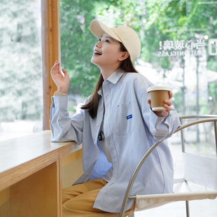 日系cityboy长袖衬衫秋季新款宽松休闲男女同款衬衣外套青春休闲