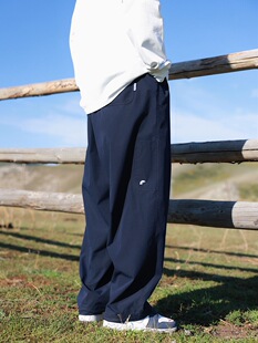 日系cityboy宽松休闲长裤秋季新款松紧工装bdls纯色男女款直筒裤