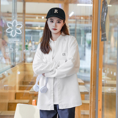 秋季男女款bdls休闲胸口小标衬衣