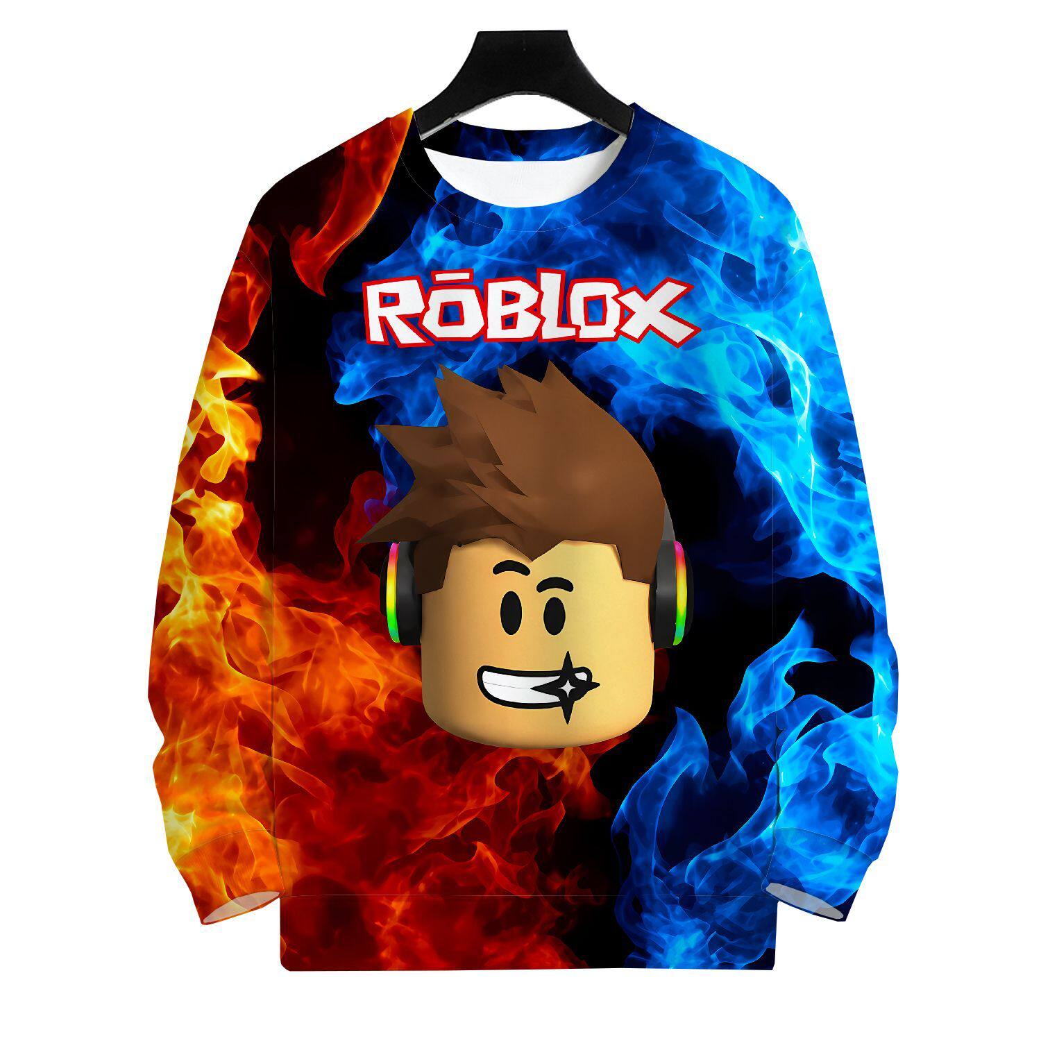 2026新款Roblox火焰印花长袖卫衣