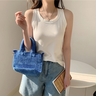 内搭打底衫 防走光棉质螺纹圆领吊带背心女夏季 遮副乳宽肩显瘦上衣