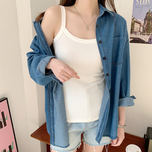 百搭外穿大碼 遮副乳螺紋吊帶背心夏季 薄款 純棉女士內(nèi)搭打底衫 上衣