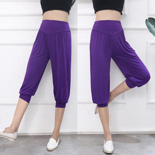 女运动休闲家居健身显瘦小脚哈伦裤 夏季 七分裤 莫代尔宽松大码 薄款