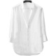 宽松薄款 透气纯色棉麻衬衣男 夏季 亚麻衬衫 新款 白色防晒男女七分袖