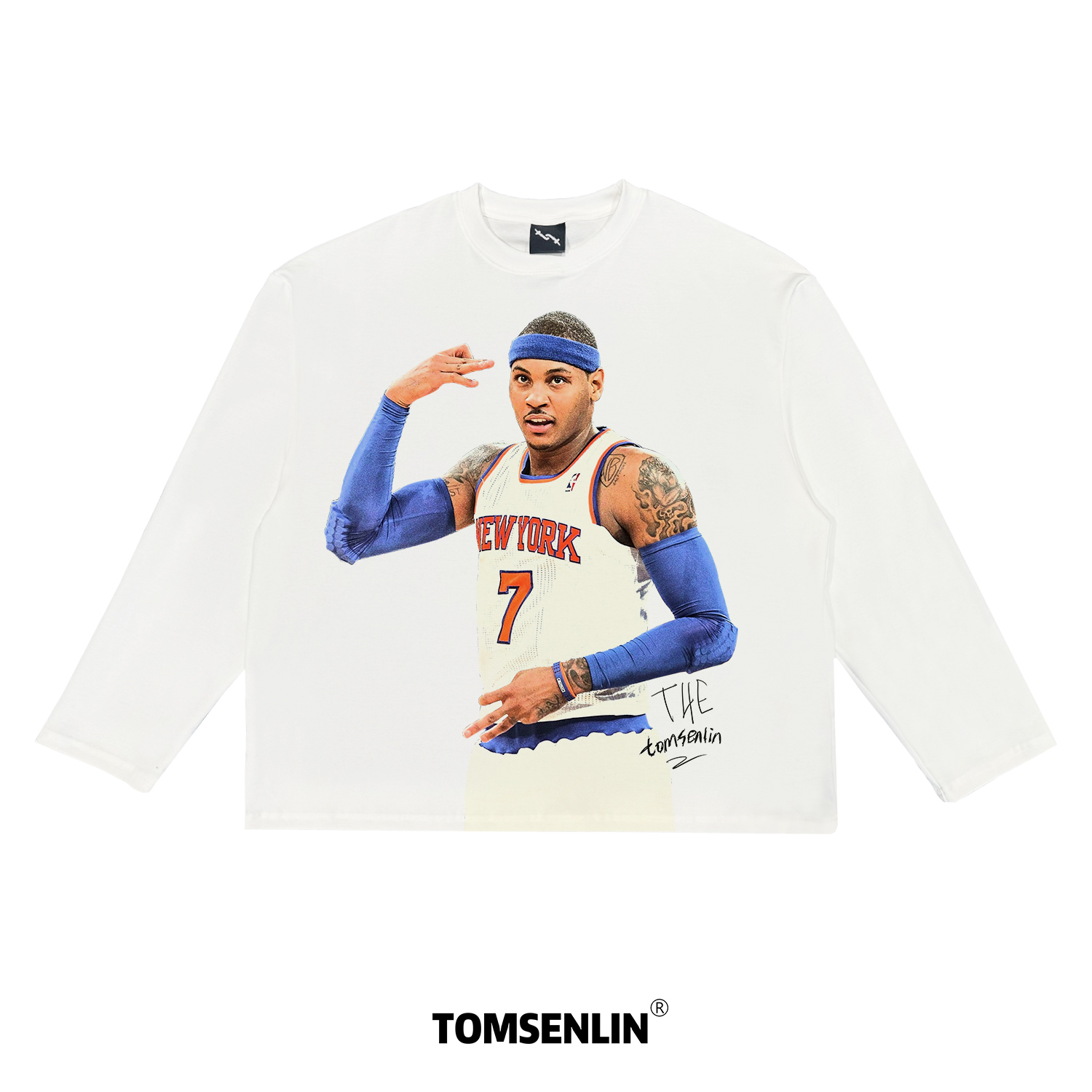 tomsenlin卡梅隆安东尼纽约尼克斯人像语录康丽环保印花美式短袖