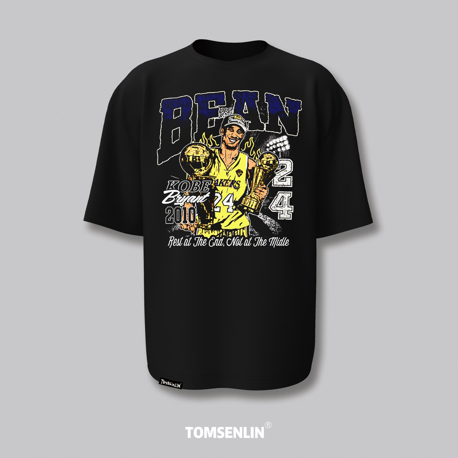 tomsenlin康丽印花科比2010年夺冠插画美式夹克潮卫衣new vintage