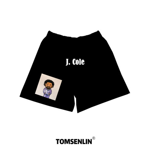tomsenlin×Gqq联名款J. Cole插画康丽印花短裤