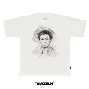 tomsenlin原创Luigi Nicholas Mangione路易吉手绘线条白色短袖