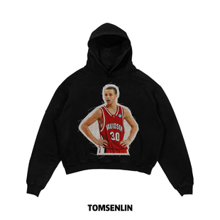 tomsenlin-复古大学时期斯蒂芬库里线毯手工贴布卫衣短长袖蝙蝠袖