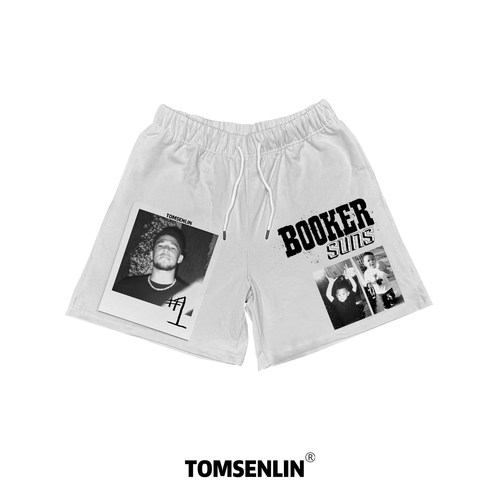 tomsenlinSS美式阿伦艾弗森黑色复古印花系列短裤