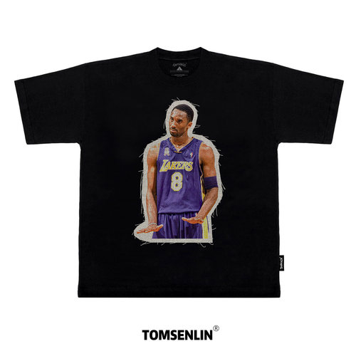 tomsenlin科比remake手工复古线毯贴布宽松短袖长袖卫衣