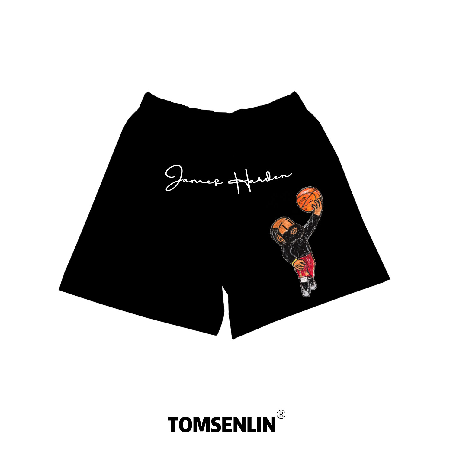 tomsenlin×Gqq联名款詹姆斯哈登训练上篮插画康丽印花短裤