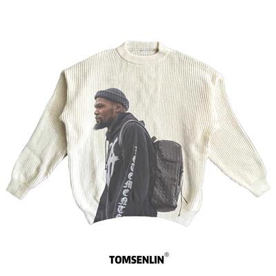 tomsenlin康丽印花直喷杜兰特Clenafit秋冬慵懒毛衣卫衣长短袖