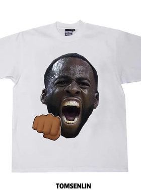 tomsenlin追梦格林暴揍普尔POOLE恶搞大头情侣人像印花美式短袖