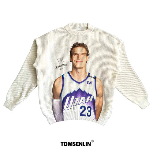 tomsenlin劳里·马尔卡宁美式康丽印花慵懒休闲毛衣
