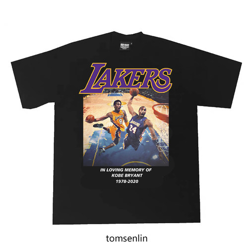 tomsenlin科比KOBE纪念短袖LAKERS嘻哈复古元素定制短袖来图定制