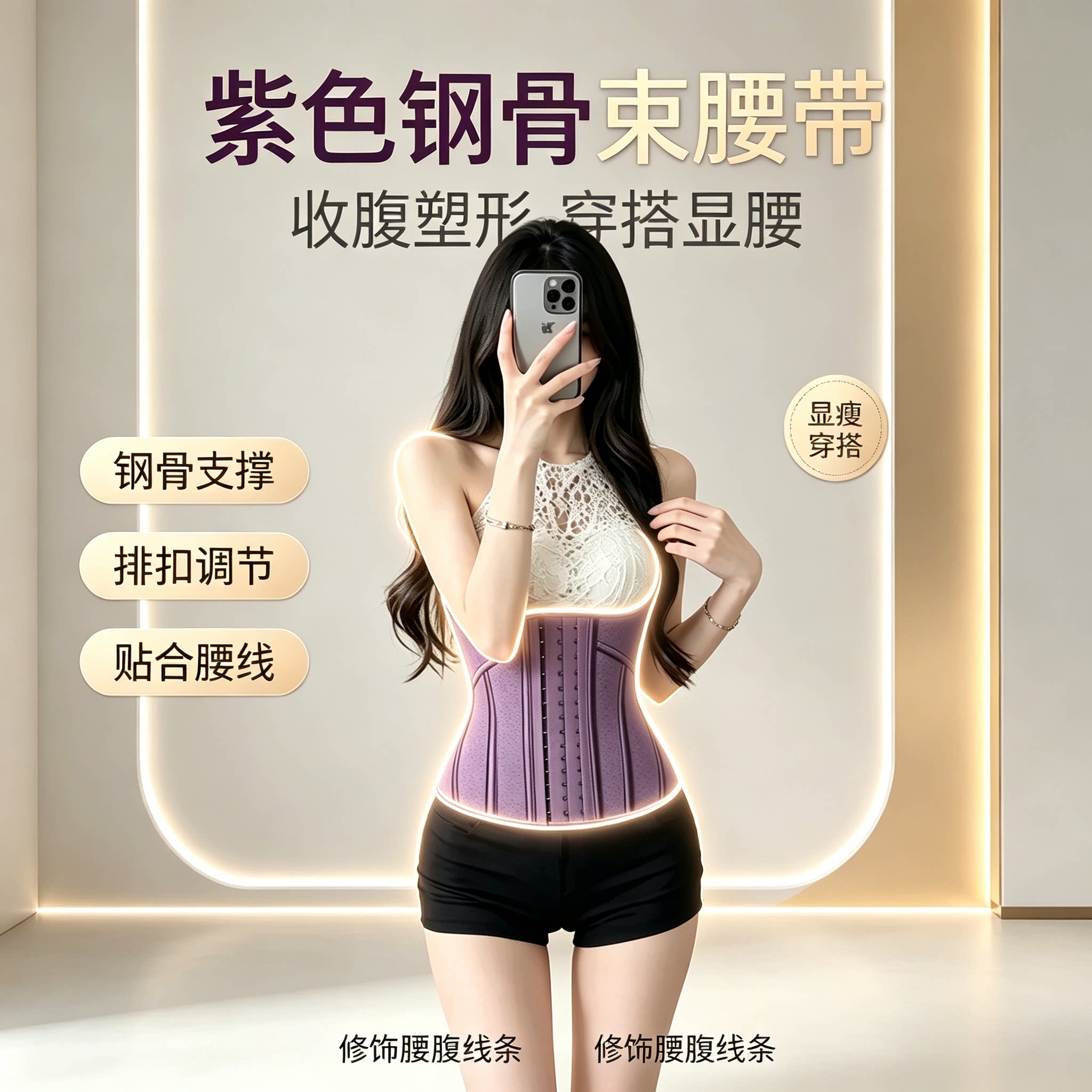 19骨乳胶运动束腰收腹带女