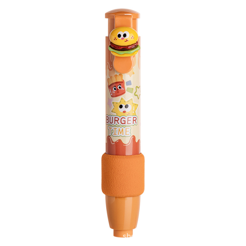 咔巴熊新款卡通海绵护套橡皮擦学生专用按动可替换笔握式按动出芯