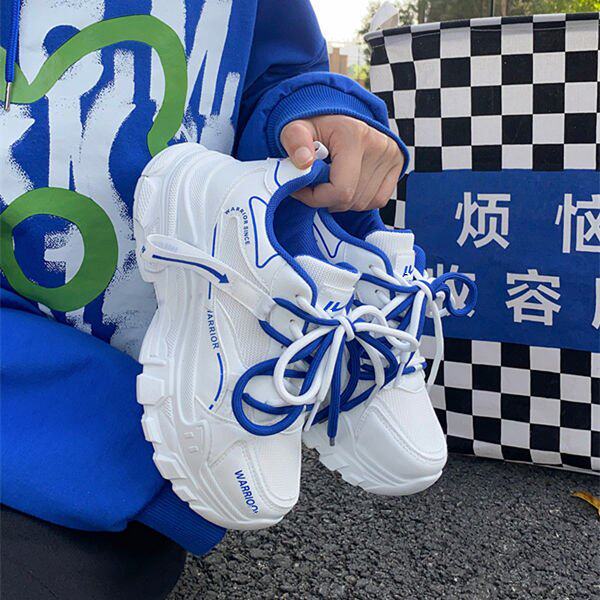 老爹鞋女ins潮克莱因蓝运动鞋女2023春秋季炸街女鞋跑步时尚新款