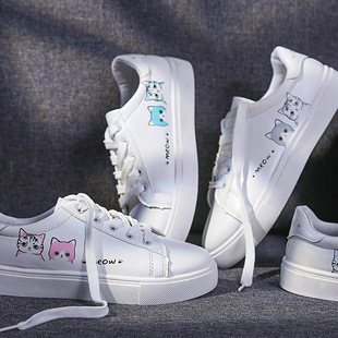 透气时尚 运动板鞋 小白鞋 休闲单鞋 子 女学生街拍皮面韩版 2025春夏季